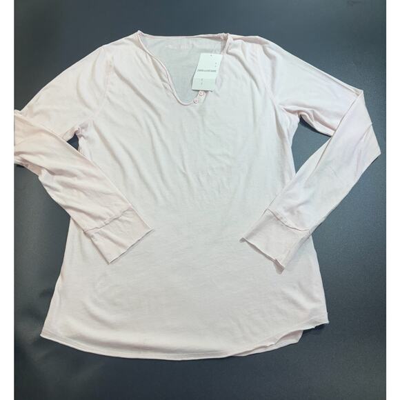 Zadig & Voltaire NWT Tunisien Henley T-Shirt Art is Truth Pink Size Large - Picture 4 of 6